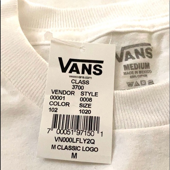 VANS Classic Cotton Men’s T-Shirt White Grey Logo Size Medium - Picture 5 of 6